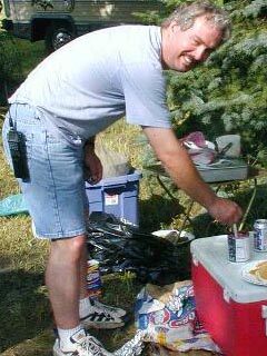 Bob,  N9MBR making pancakes Sunday morning