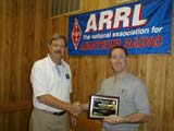 1) NCJ editor K9LA presents plaque to SMC president Paul Gentry K9PG