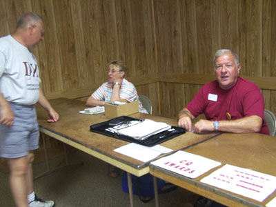 L-R  W9GIG, K9LA checks DXCC QSLs and AE9YL checks WAS QSLs